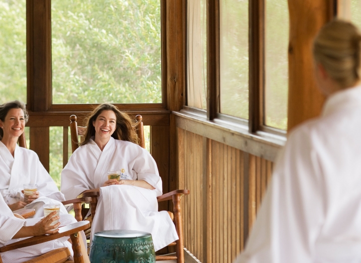 A Group of Women Relaxing at Lake Austin Spa Resort
