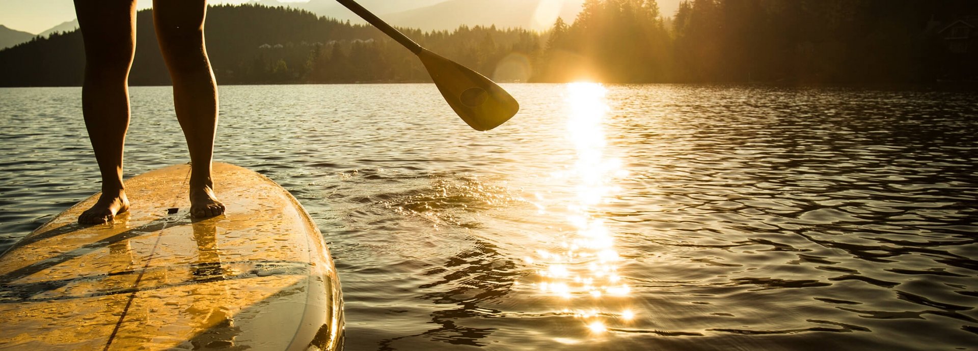 Paddling on the lake at sunset