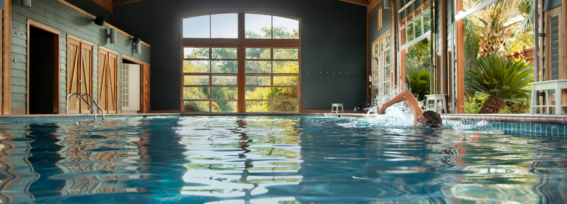A person swimming in the Pool Barn