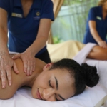 Two women getting a back massage at Lake Austin Spa Resort