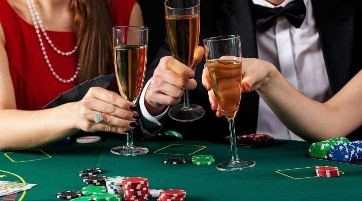 A Group Celebrates New Year's Eve Casino Night with a Party at Lake Austin