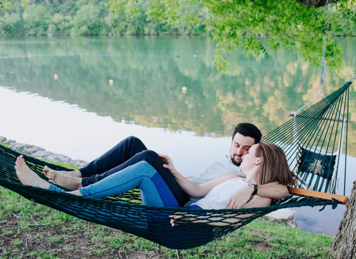 couple lounging in a hammock