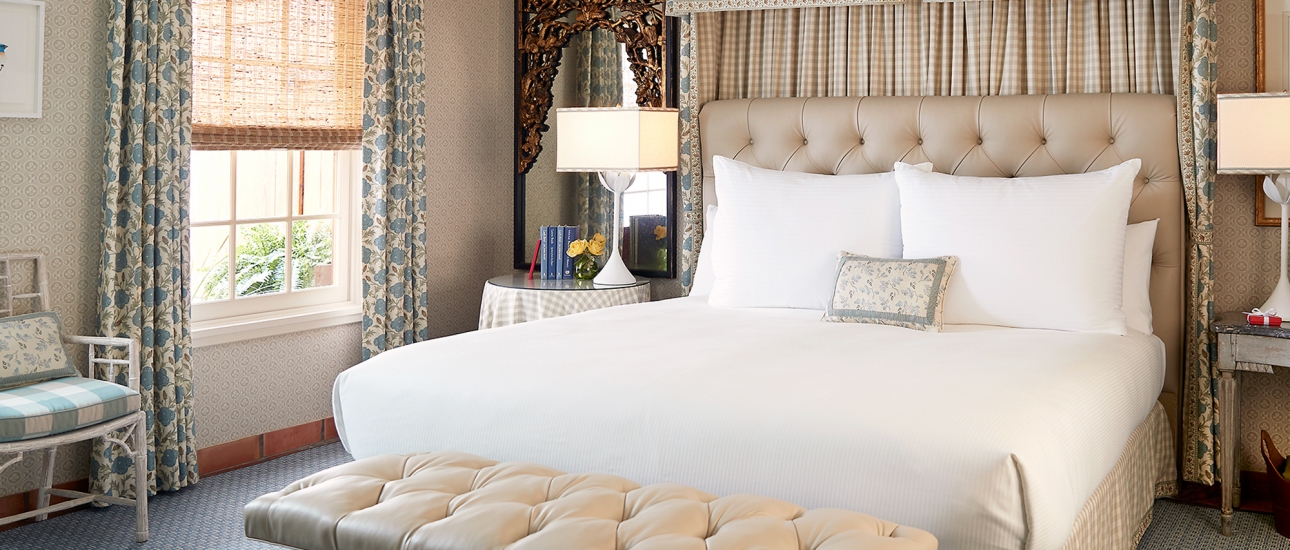 King sized bed in the Lady Bird Presidential Suite.