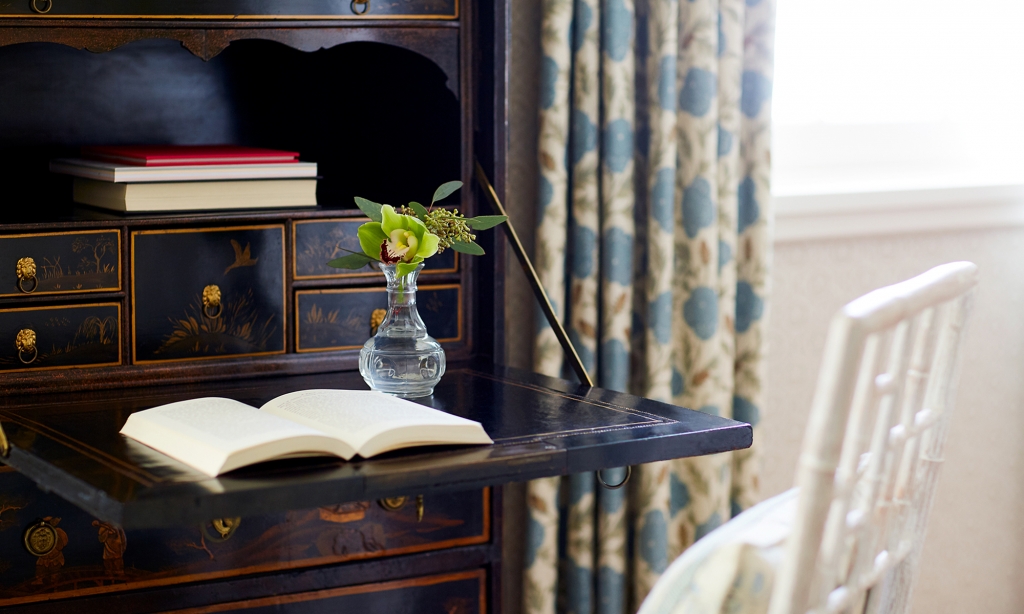 Writing desk inside of the Lady Bird Presidential Suite.