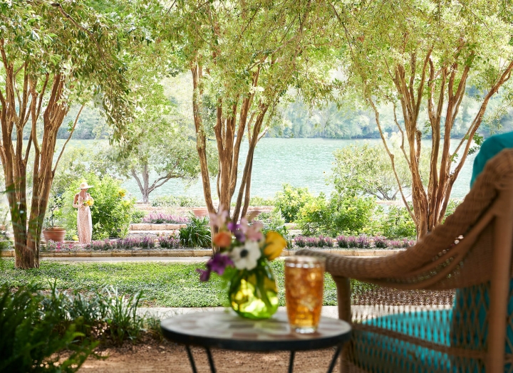 Lovely garden view from the front porch of the Luxury Garden room