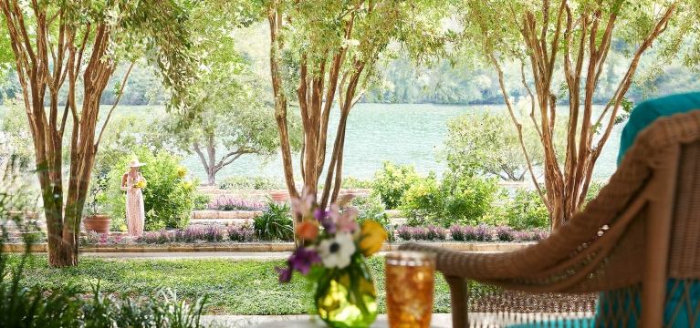 Lovely garden view from the front porch of the Luxury Garden room