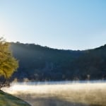 Sunrise on Lake with mist at Lake Austin Spa Resort