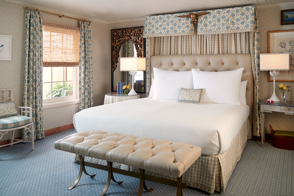 king bed in Lady Bird Suite at Lake Austin Spa Resort