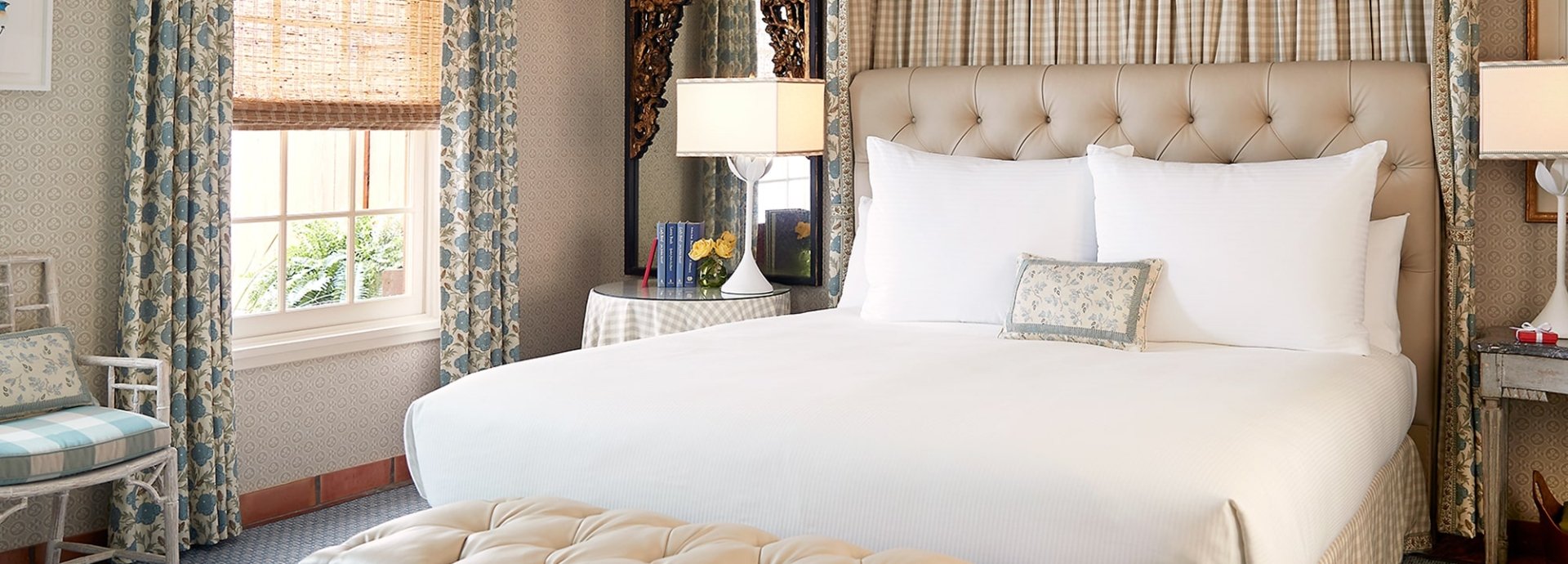 king bed in Lady Bird Suite at Lake Austin Spa Resort