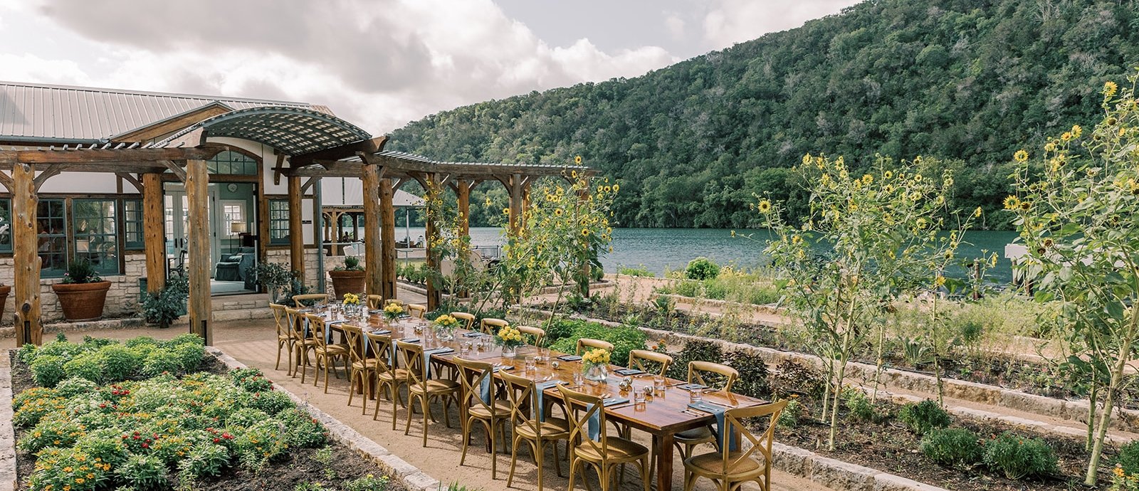Table set up in the garden