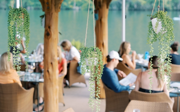 people are dining in the Arbor